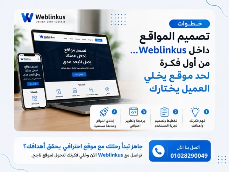خطوات تصميم المواقع داخل Weblinkus… من أول فكرة لحد موقع يخلي العميل يختارك